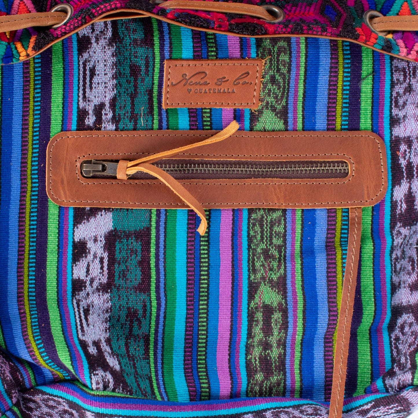 DRAWSTRING BUCKET BAG - OOAK HUIPIL - CAFE - NO. 17995