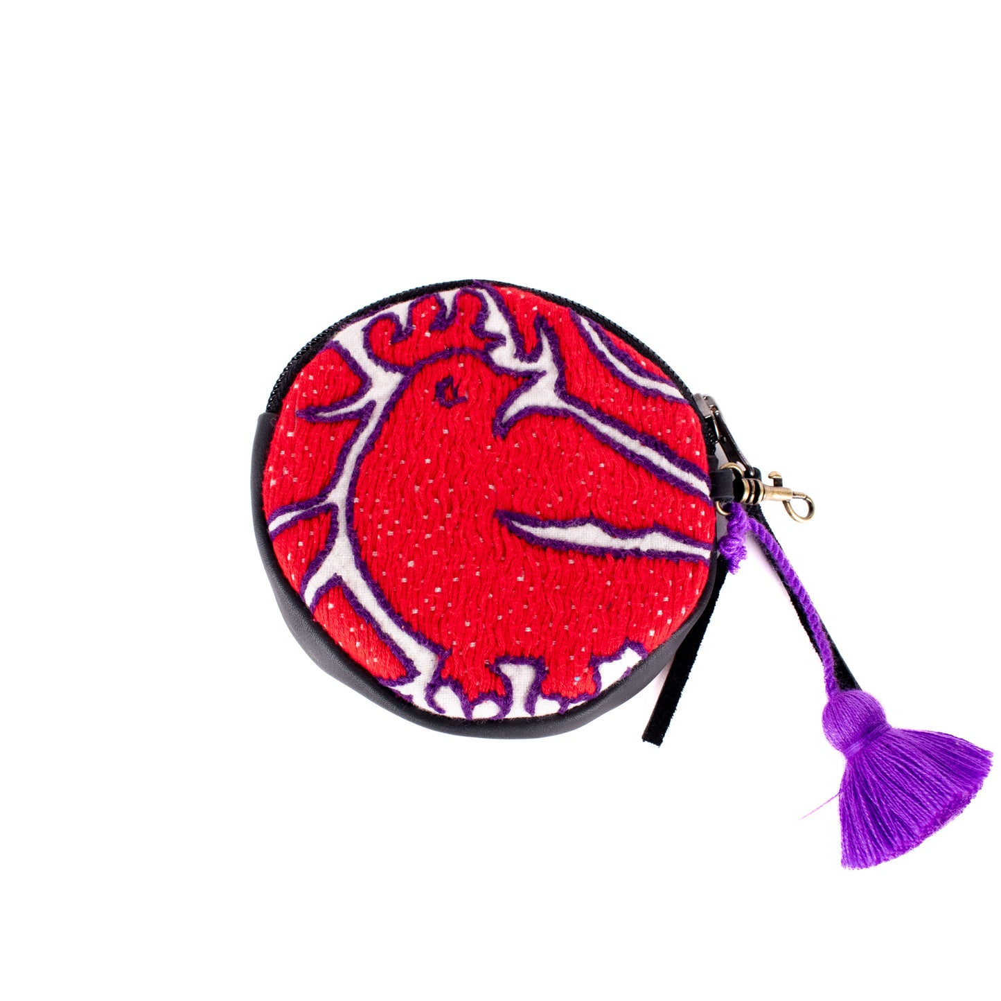CIRCLE COIN PURSE - OTOMÍ TEXTILE - BLACK - NO. 18206