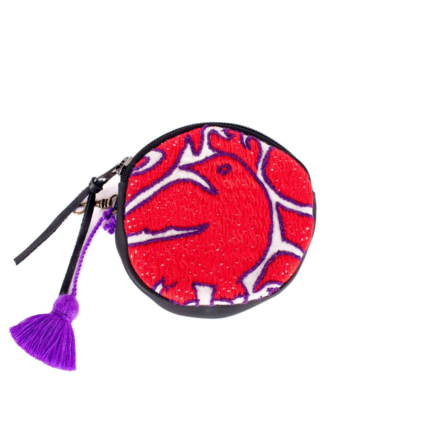 CIRCLE COIN PURSE - OTOMÍ TEXTILE - BLACK - NO. 18206