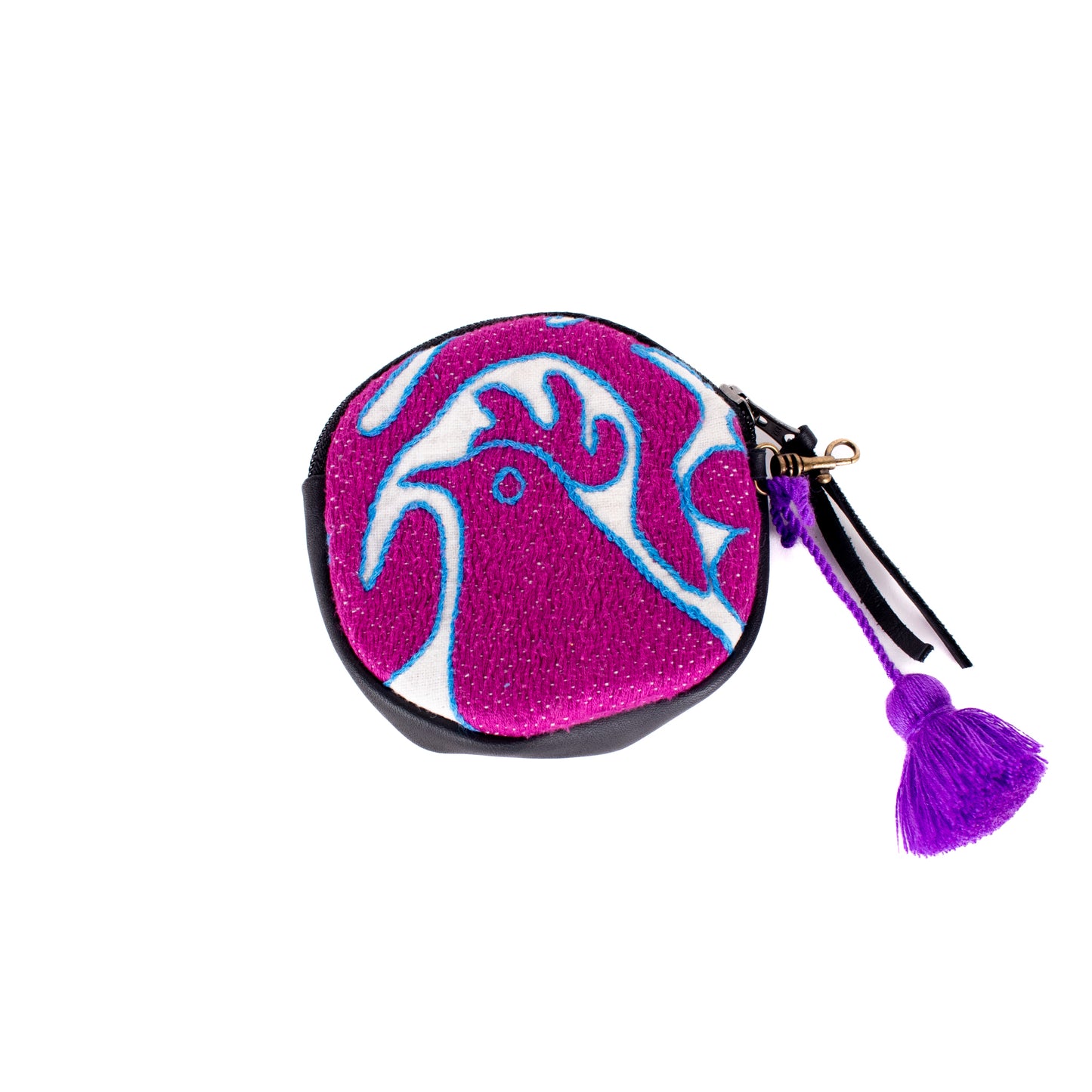 CIRCLE COIN PURSE - OTOMÍ TEXTILE - BLACK - NO. 18207