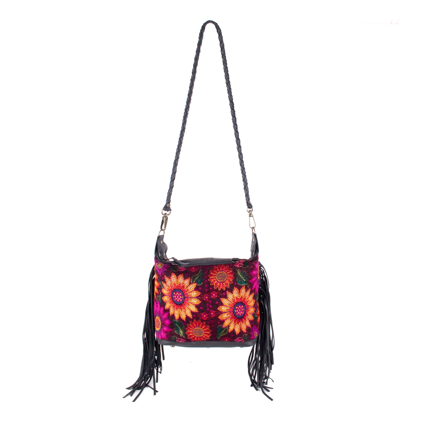 BEATRIZ MINI CDB WITH FRINGE - OOAK HUIPIL - BLACK - NO. 18230
