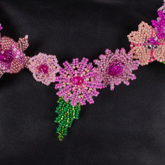 BEADED FLORAL BAG NECKLACE - NO. 18289