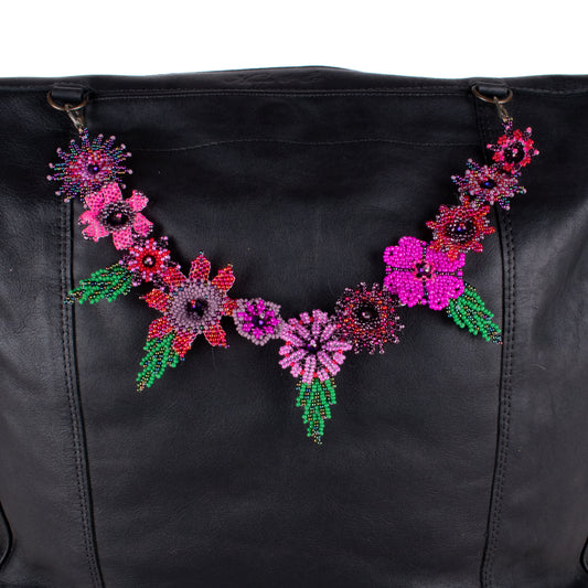 BEADED FLORAL BAG NECKLACE - NO. 18296