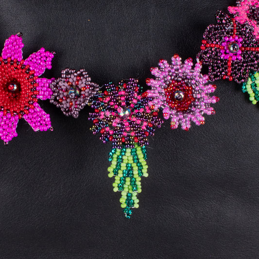 BEADED FLORAL BAG NECKLACE - NO. 18298