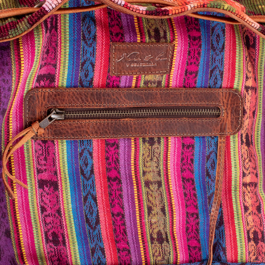 DRAWSTRING BUCKET BAG - OOAK HUIPIL - HONEY - NO. 18942