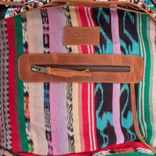 DRAWSTRING BUCKET BAG - OOAK HUIPIL - CAFE - NO. 19302