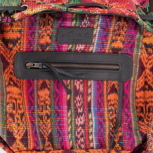 DRAWSTRING BUCKET BAG - OOAK HUIPIL - BLACK - NO. 19320