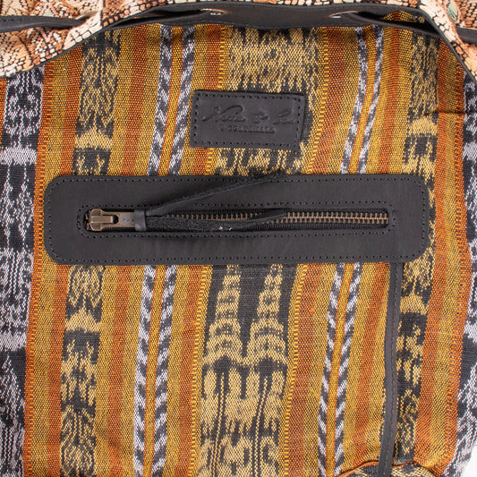 DRAWSTRING BUCKET BAG - OOAK HUIPIL - BLACK - NO. 19321