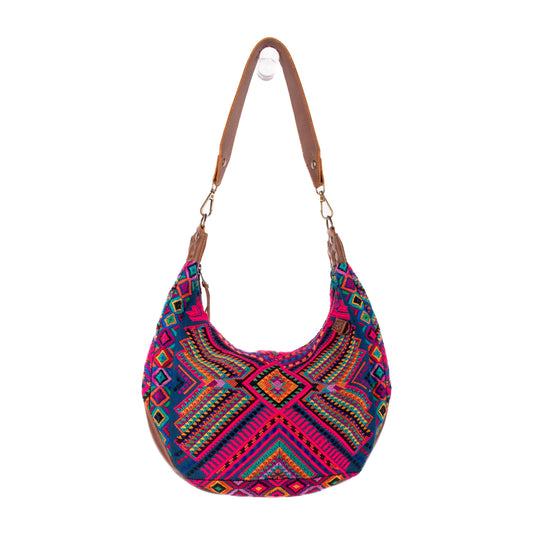 BOHO SADDLE BAG - OOAK HUIPIL - CAFE - NO. 19390