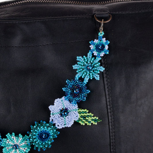 BEADED FLORAL BAG NECKLACE - NO. 19774
