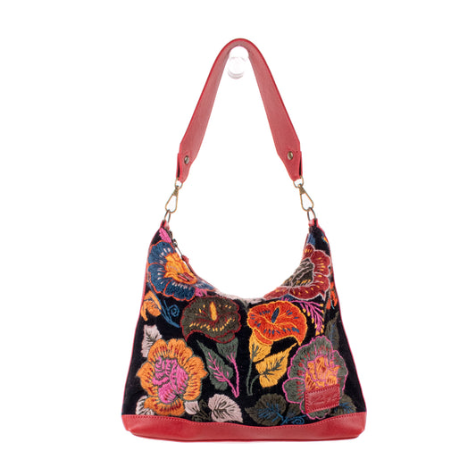 SMALL PENELOPE BAG - H&S EMBROIDERED FLORAL - CHILI PEPPER - NO. 19866