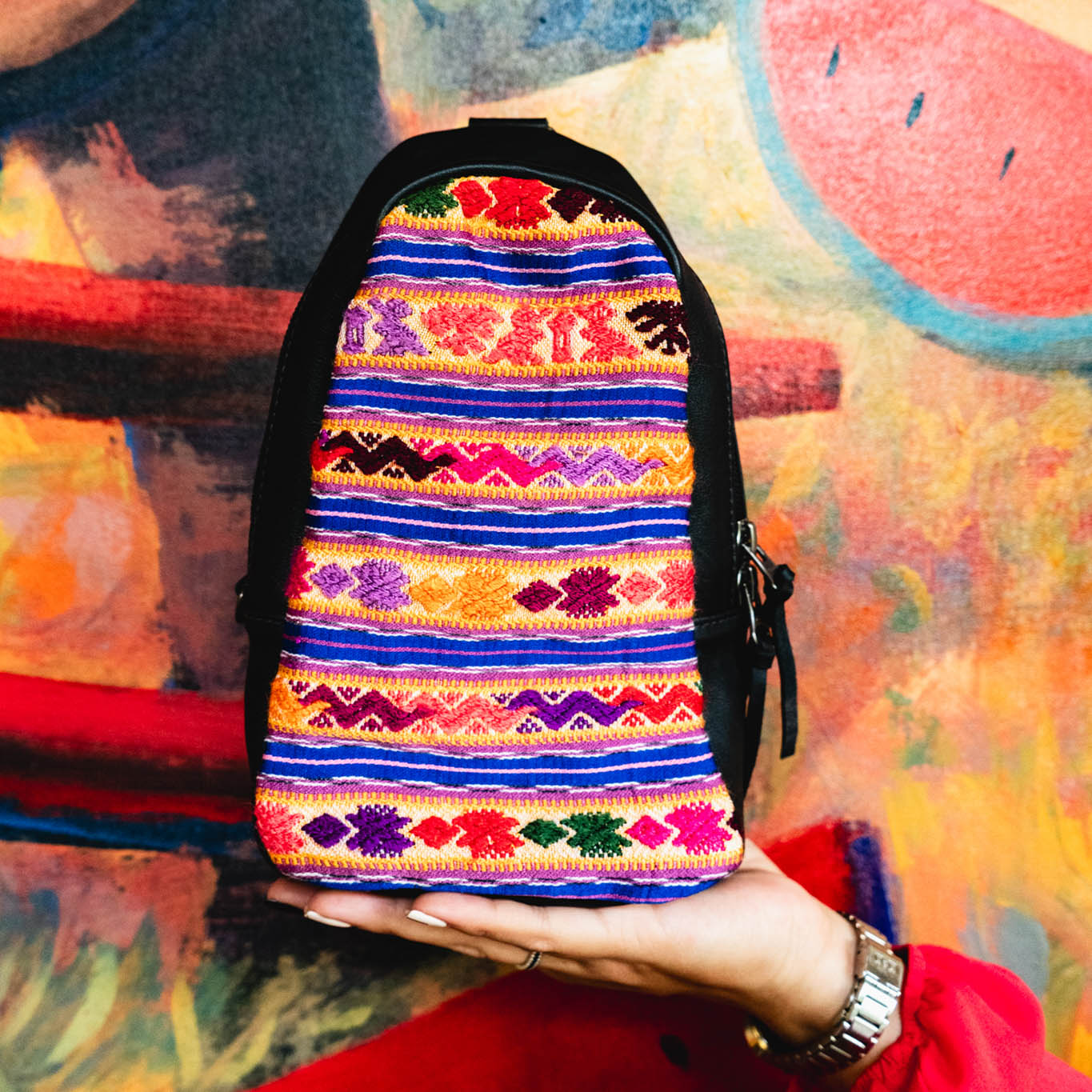 SMALL 2.0 CROSSBODY SLING - OOAK HUIPIL - BLACK - NO. 13162