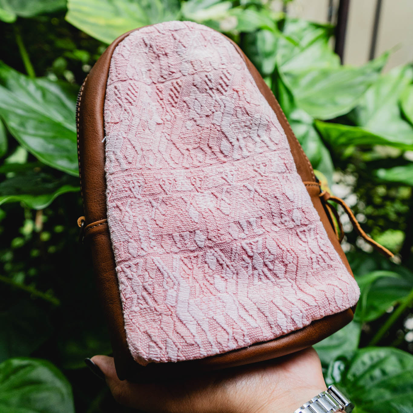 SMALL 2.0 CROSSBODY SLING - OOAK HUIPIL - CAFE - NO. 13174