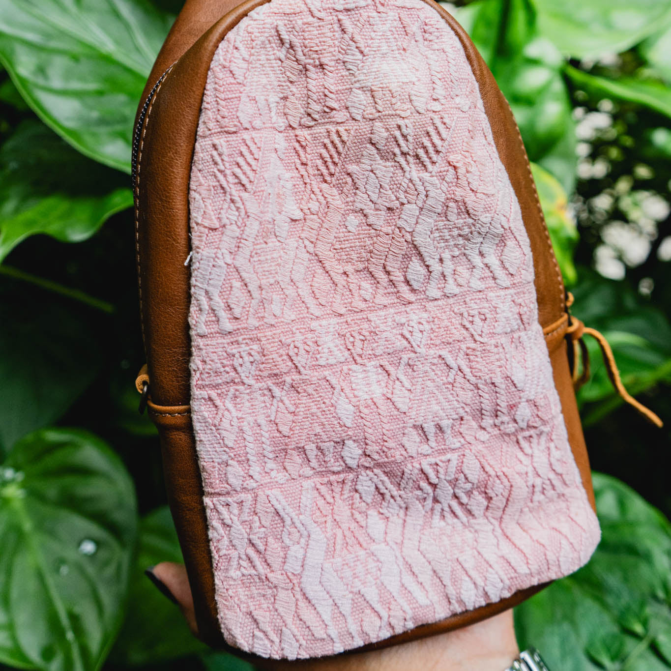 SMALL 2.0 CROSSBODY SLING - OOAK HUIPIL - CAFE - NO. 13174
