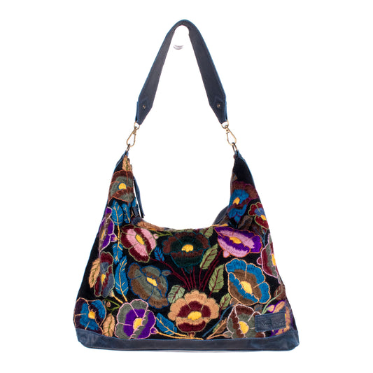 PENELOPE BAG - H&S EMBROIDERED FLORAL - NAVY - NO. 200573