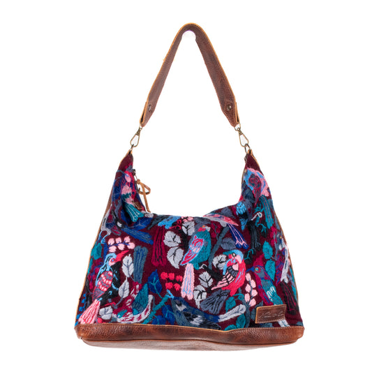 **SHIP WINDOW** PENELOPE BAG - H&S EMBROIDERED BIRDS - HONEY - NO. 201092