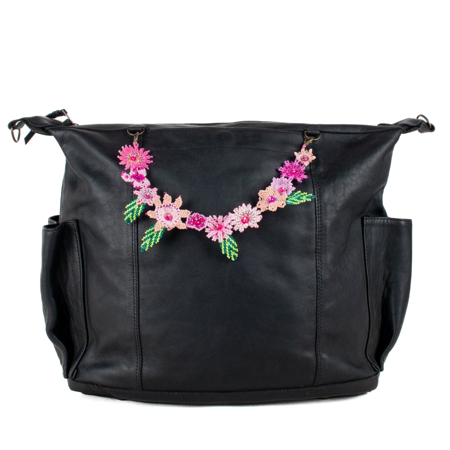 **SHIP WINDOW** BEADED FLORAL BAG NECKLACE - NO. 201786