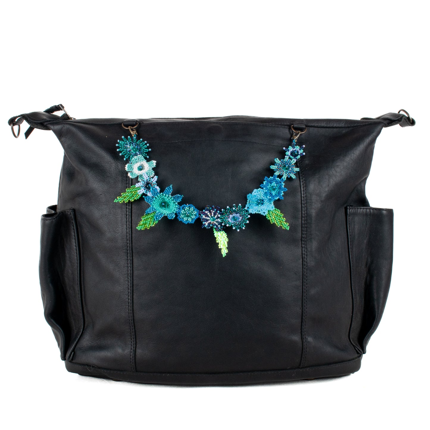 **SHIP WINDOW** BEADED FLORAL BAG NECKLACE - NO. 201790