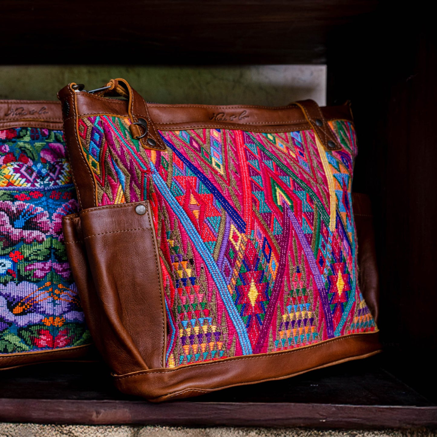 THE MEDIUM PERFECT BAG - OOAK HUIPIL - CAFE - NO. 12739