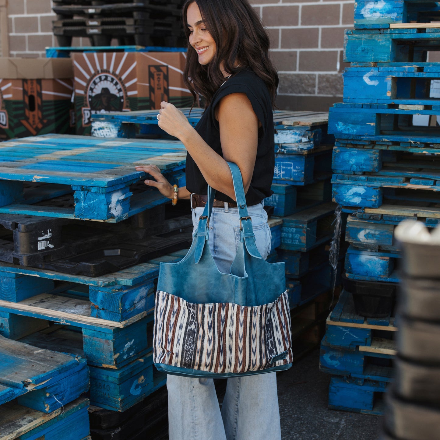 ALEJANDRA BAG - SANTORINI - CERULEAN LEATHER