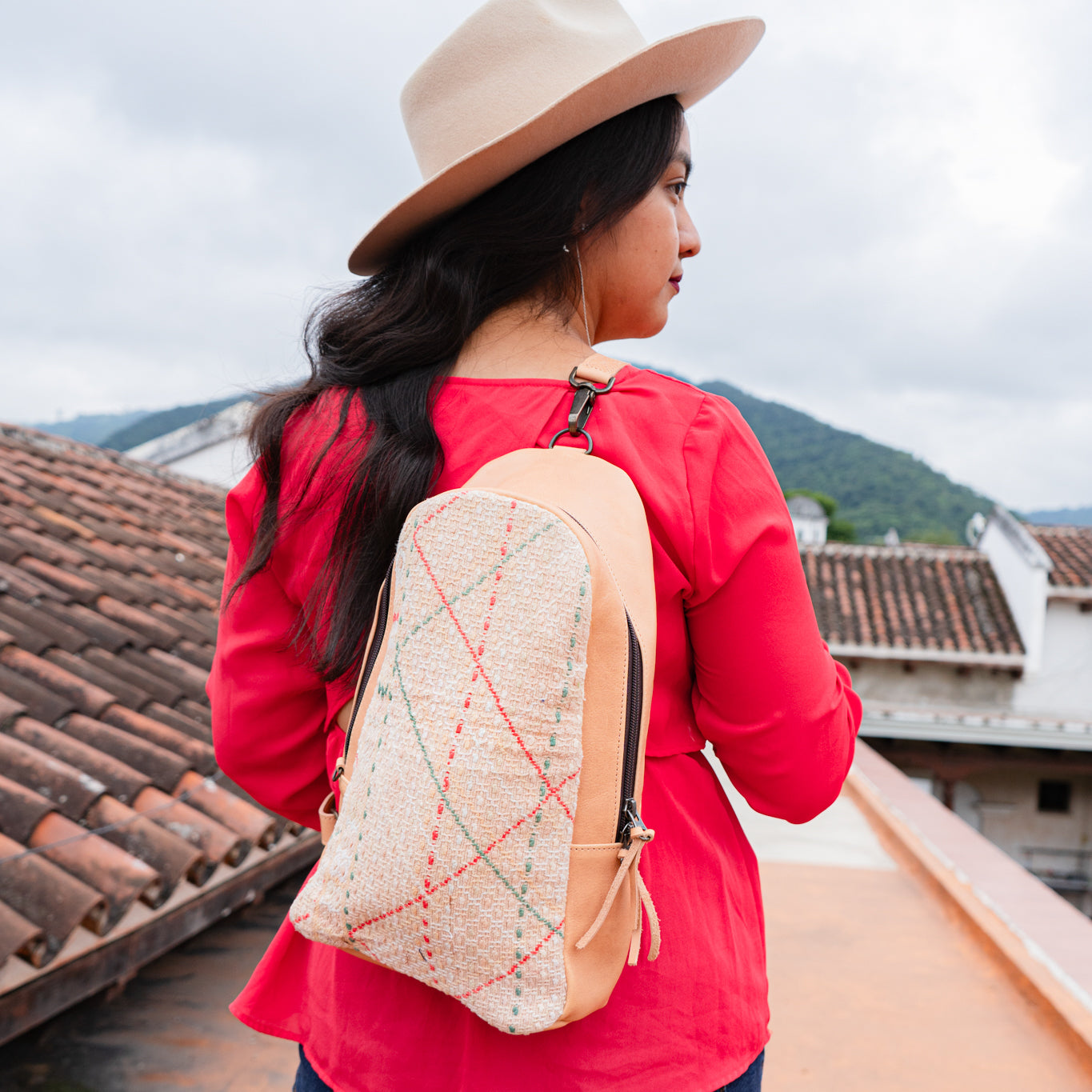 CROSSBODY SLING 2.0 - LARGE - OOAK HUIPIL - APRICOT - NO. 13036