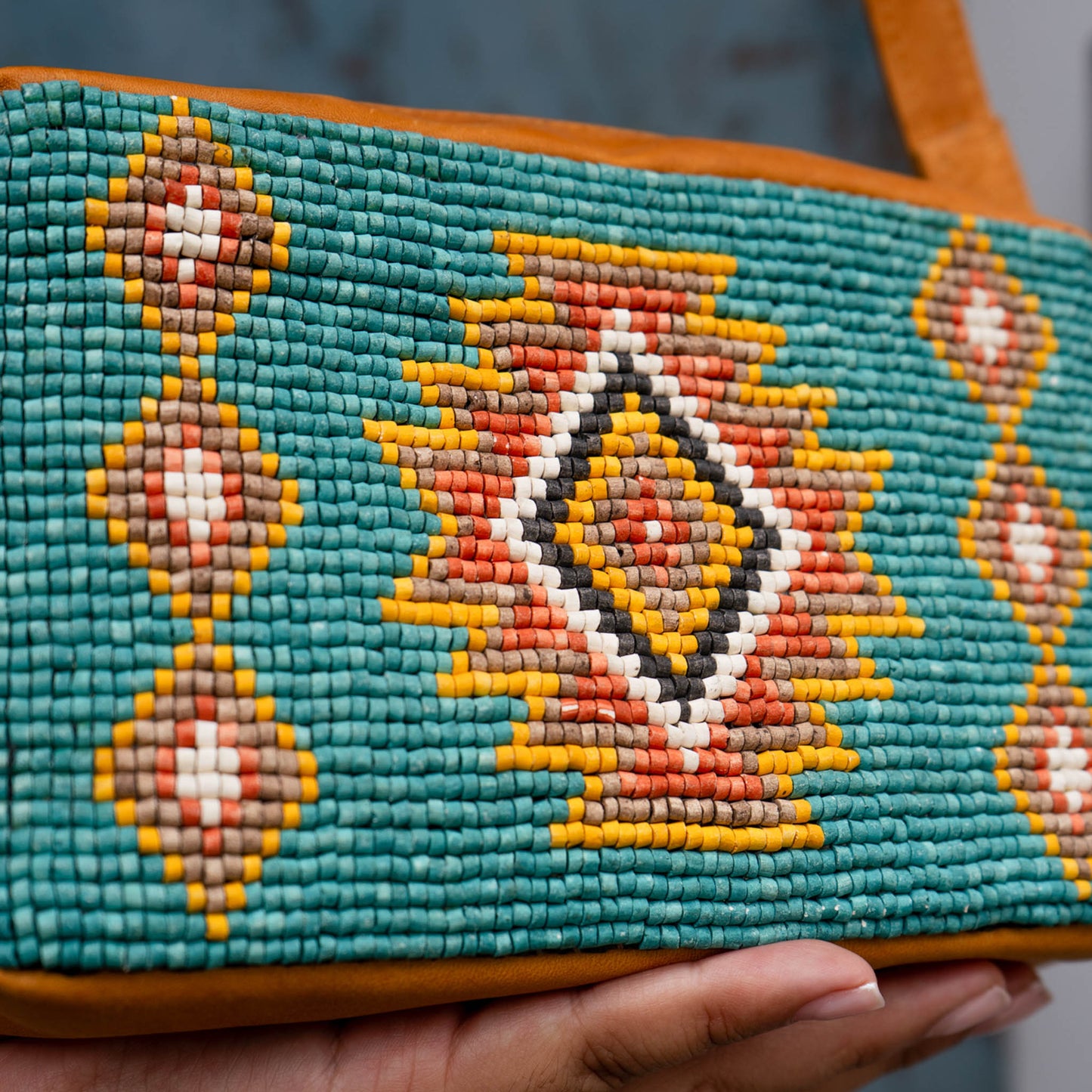 H&S WANDER CROSSBODY SET - OOAK BEADED PANEL - BOURBON - NO. 15531