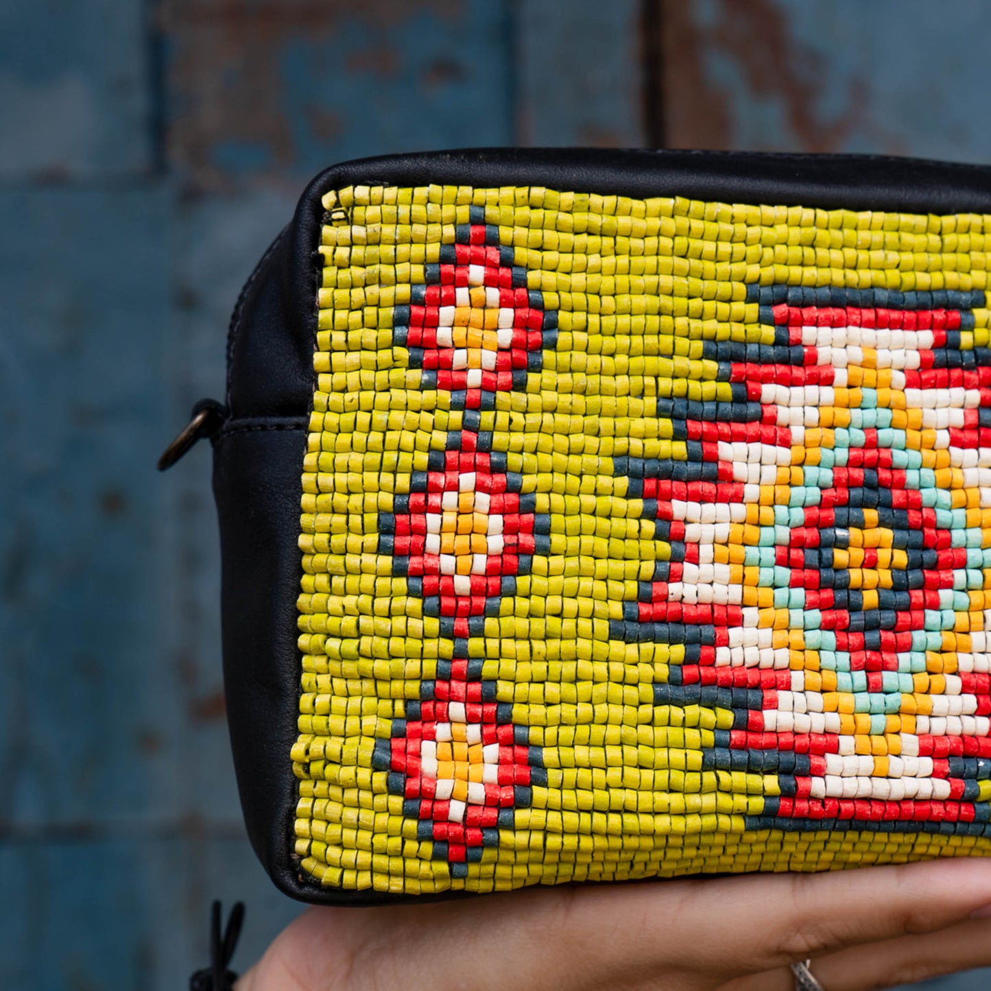 H&S WANDER CROSSBODY SET - OOAK BEADED PANEL - BLACK - NO. 15519