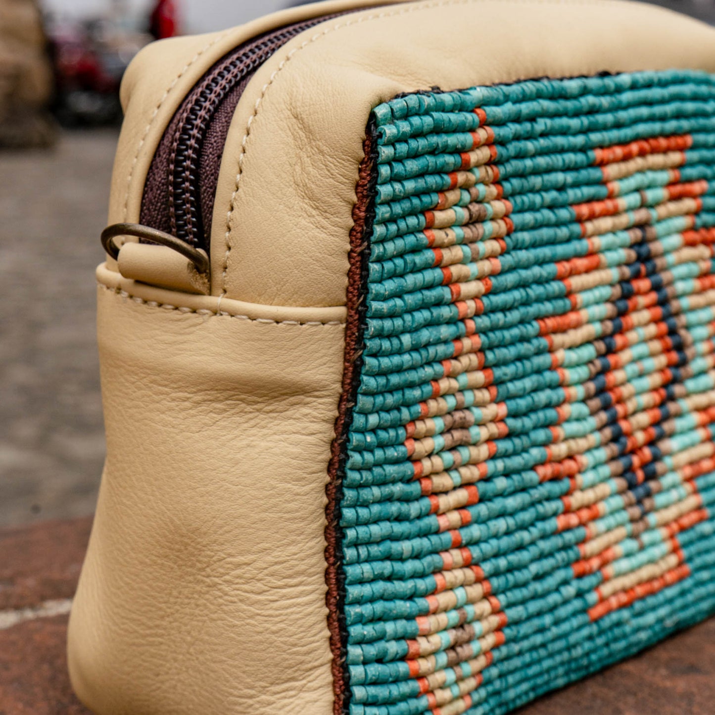 H&S WANDER CROSSBODY SET - OOAK BEADED PANEL - BUTTER - NO. 15529
