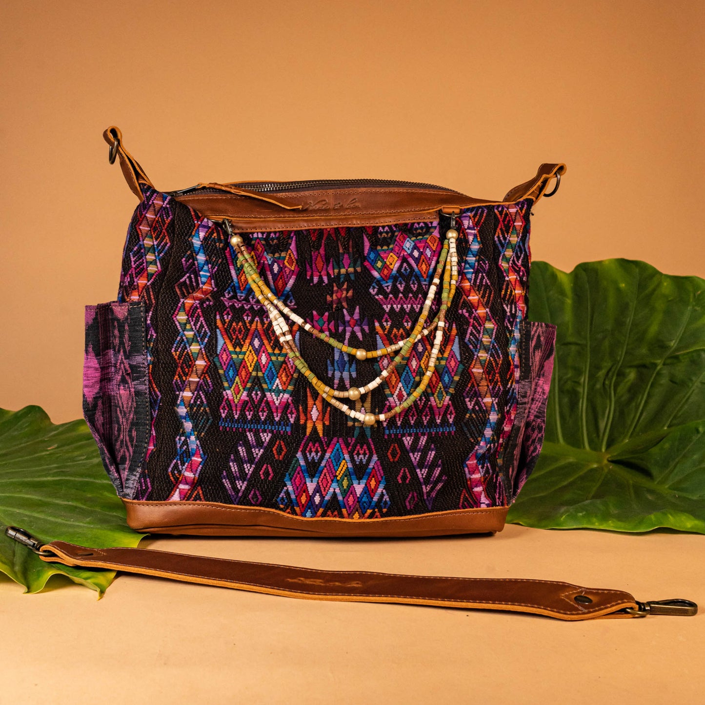 BEATRIZ MCDB + DIAMANTE STRAP - OOAK HUIPIL - CAFE - NO. 16033