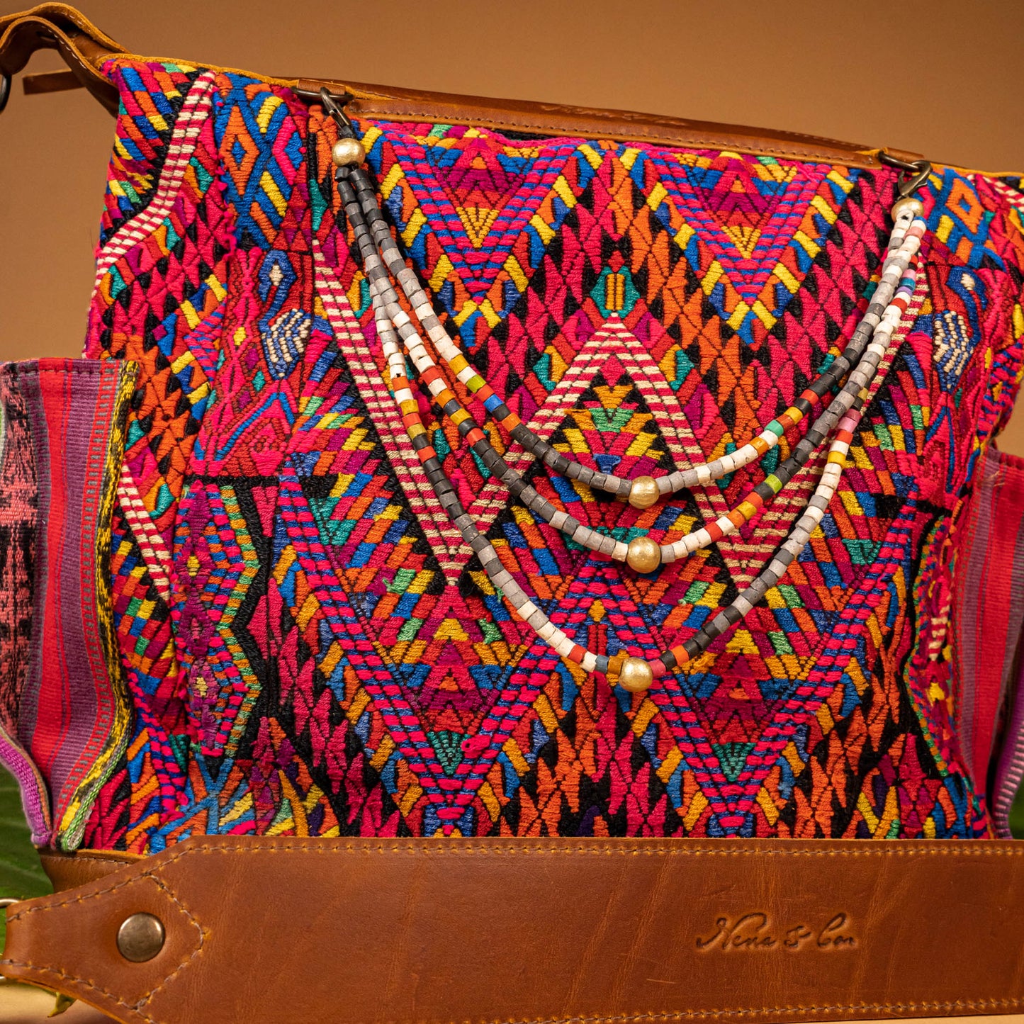 BEATRIZ MCDB + DIAMANTE STRAP - OOAK HUIPIL - CAFE - NO. 16034