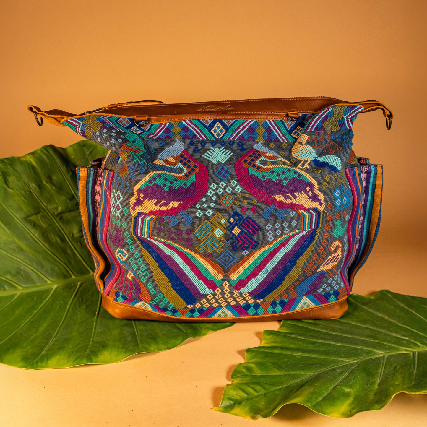 BEATRIZ CDB + DIAMANTE STRAP - OOAK HUIPIL - CAFE - NO. 16021