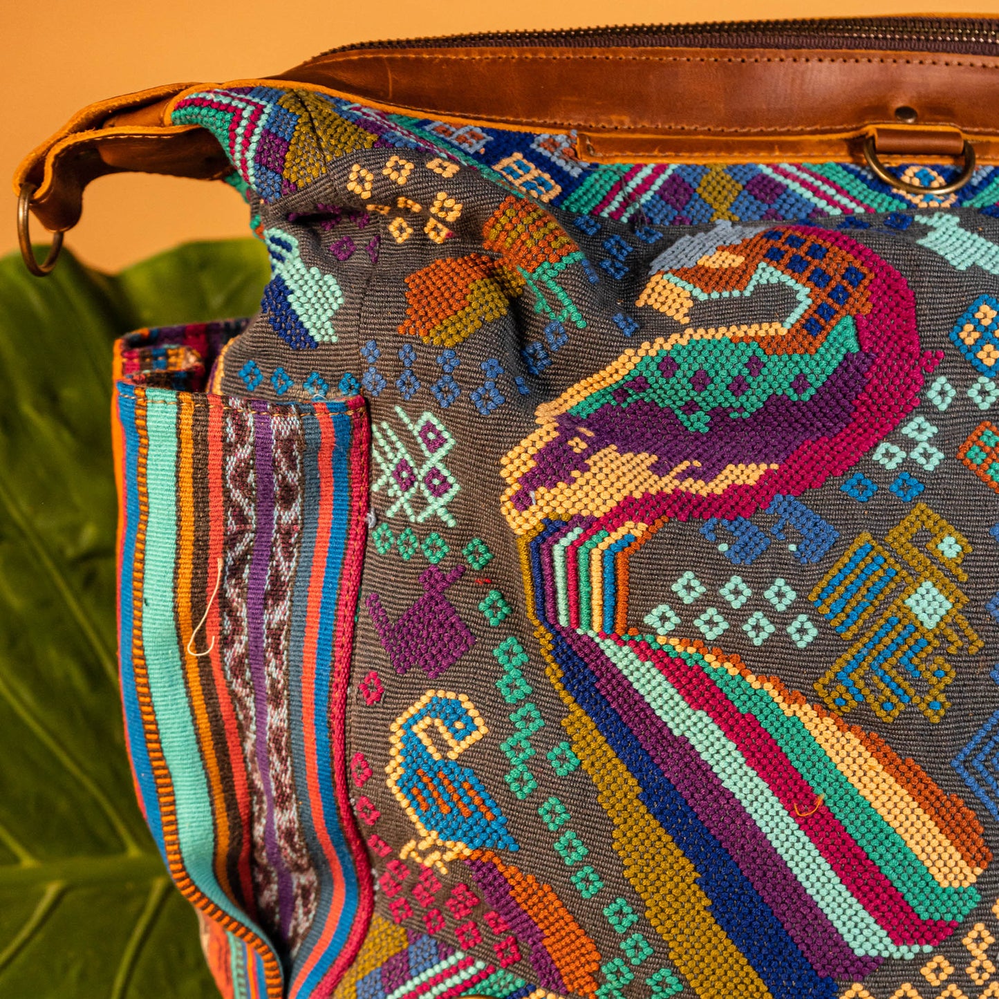 BEATRIZ CDB + DIAMANTE STRAP - OOAK HUIPIL - CAFE - NO. 16021