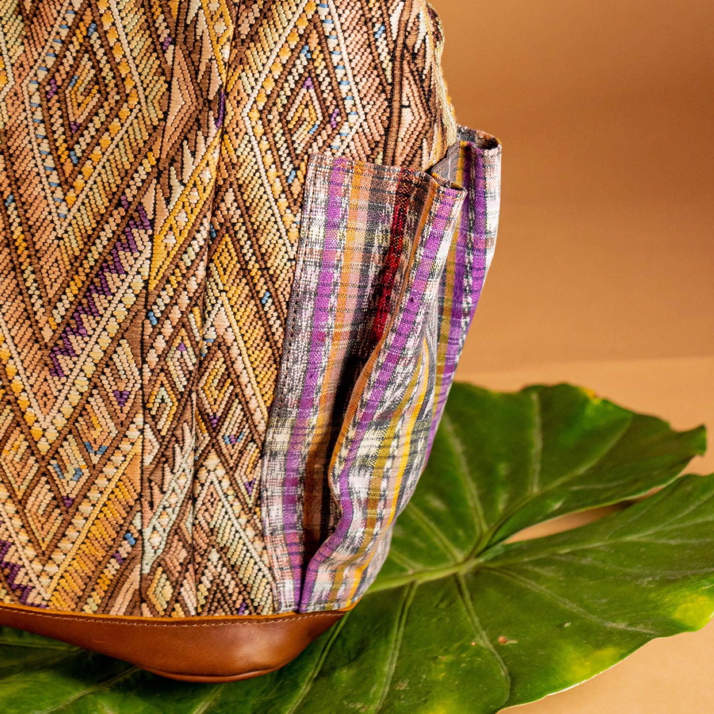 BEATRIZ CDB + DIAMANTE STRAP - OOAK HUIPIL - CAFE - NO. 16022