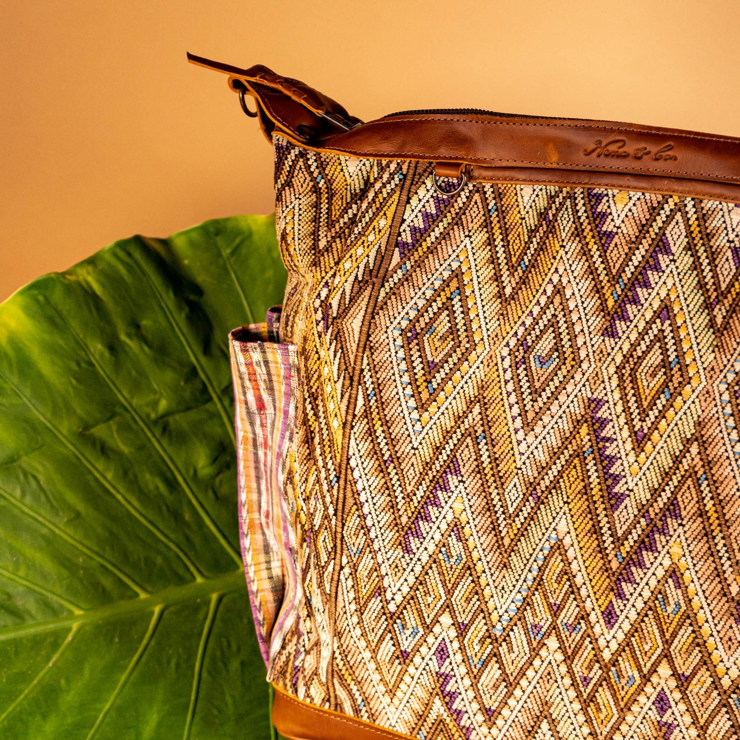 BEATRIZ CDB + DIAMANTE STRAP - OOAK HUIPIL - CAFE - NO. 16022