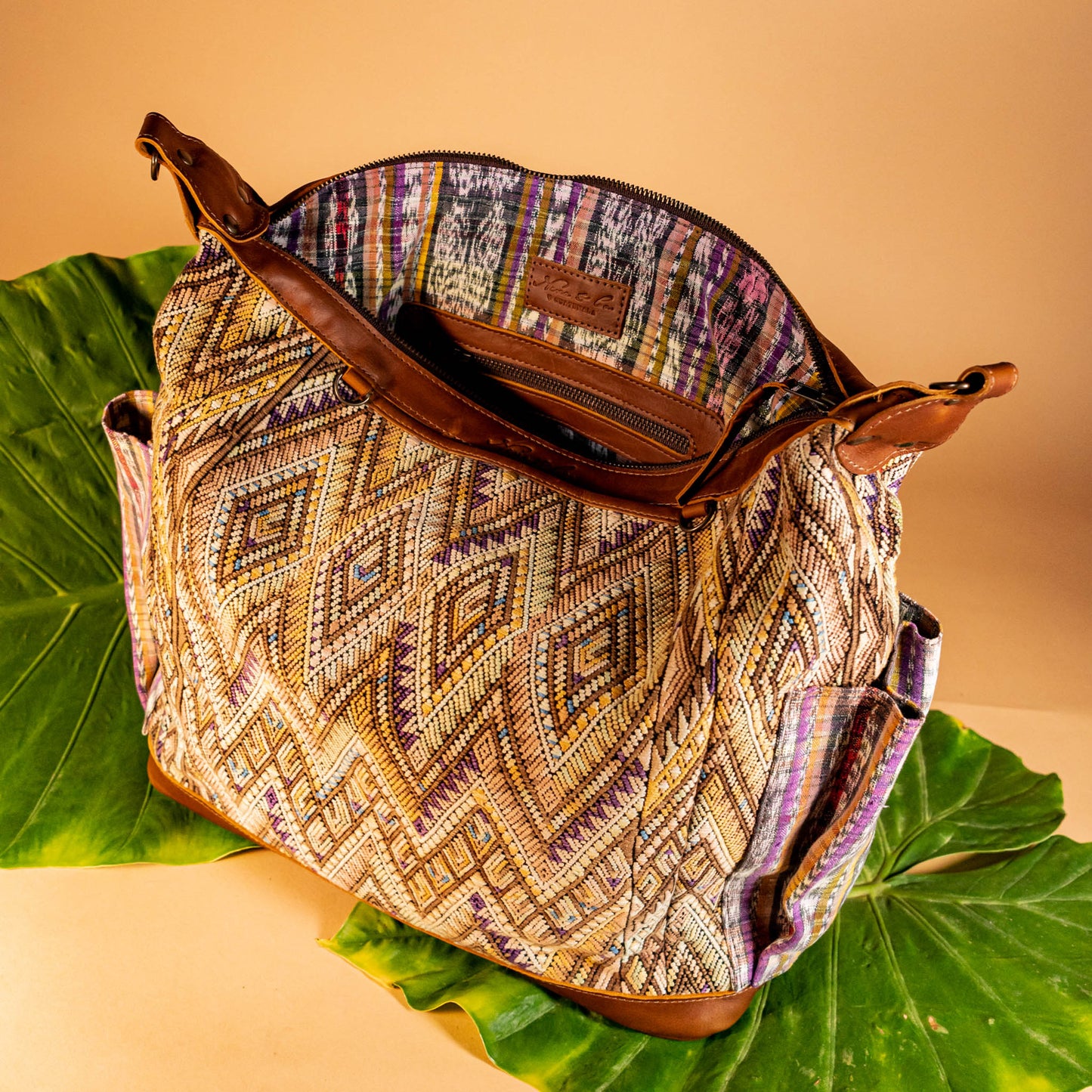BEATRIZ CDB + DIAMANTE STRAP - OOAK HUIPIL - CAFE - NO. 16022