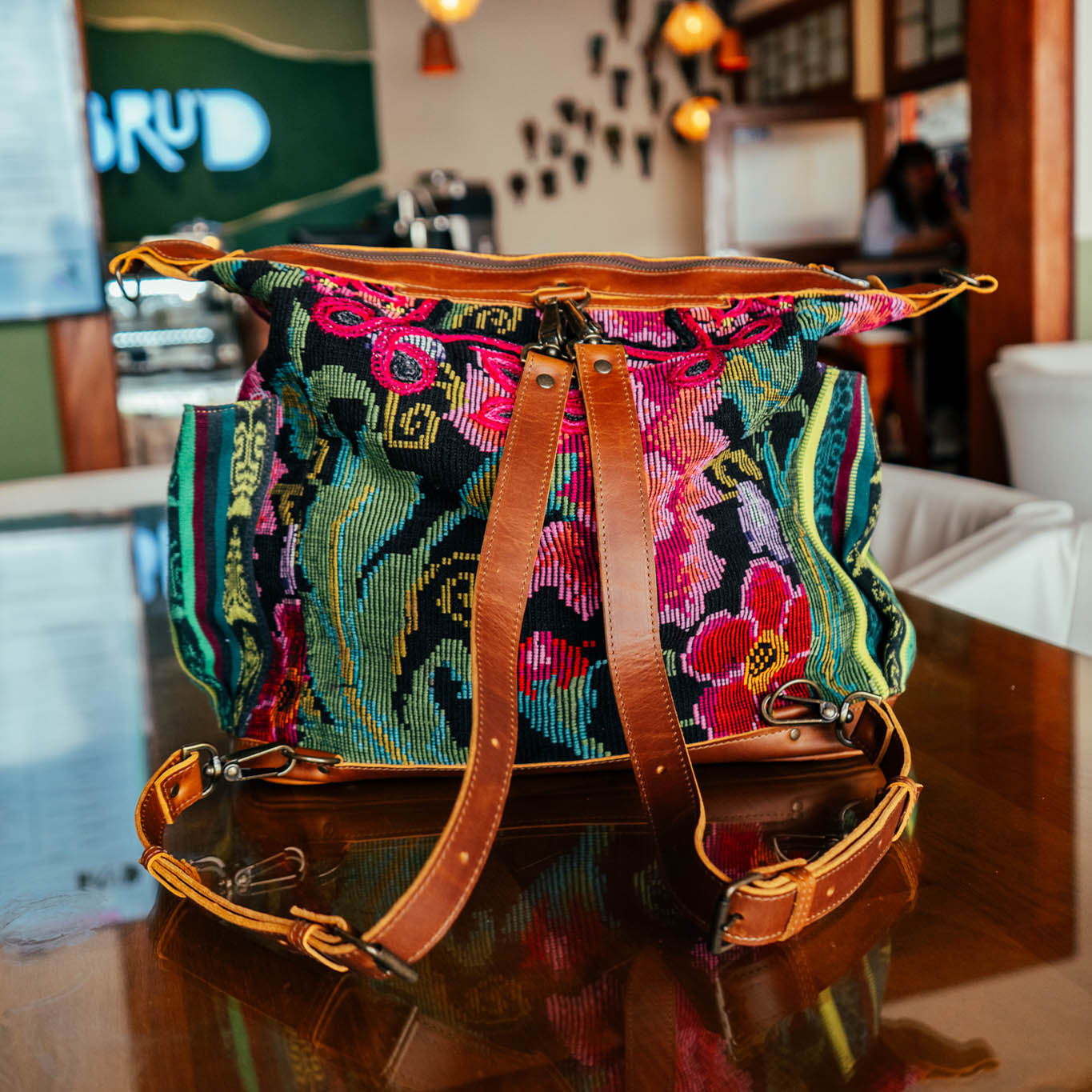 BEATRIZ CDB + DIAMANTE STRAP - OOAK HUIPIL - CAFE - NO. 15717