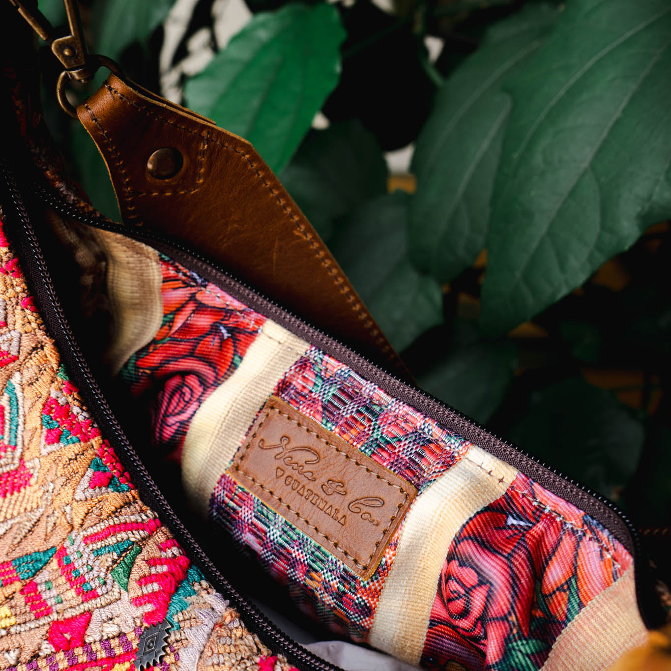 LARGE BOHO SADDLE BAG - OOAK HUIPIL - CAFE - NO. 15927