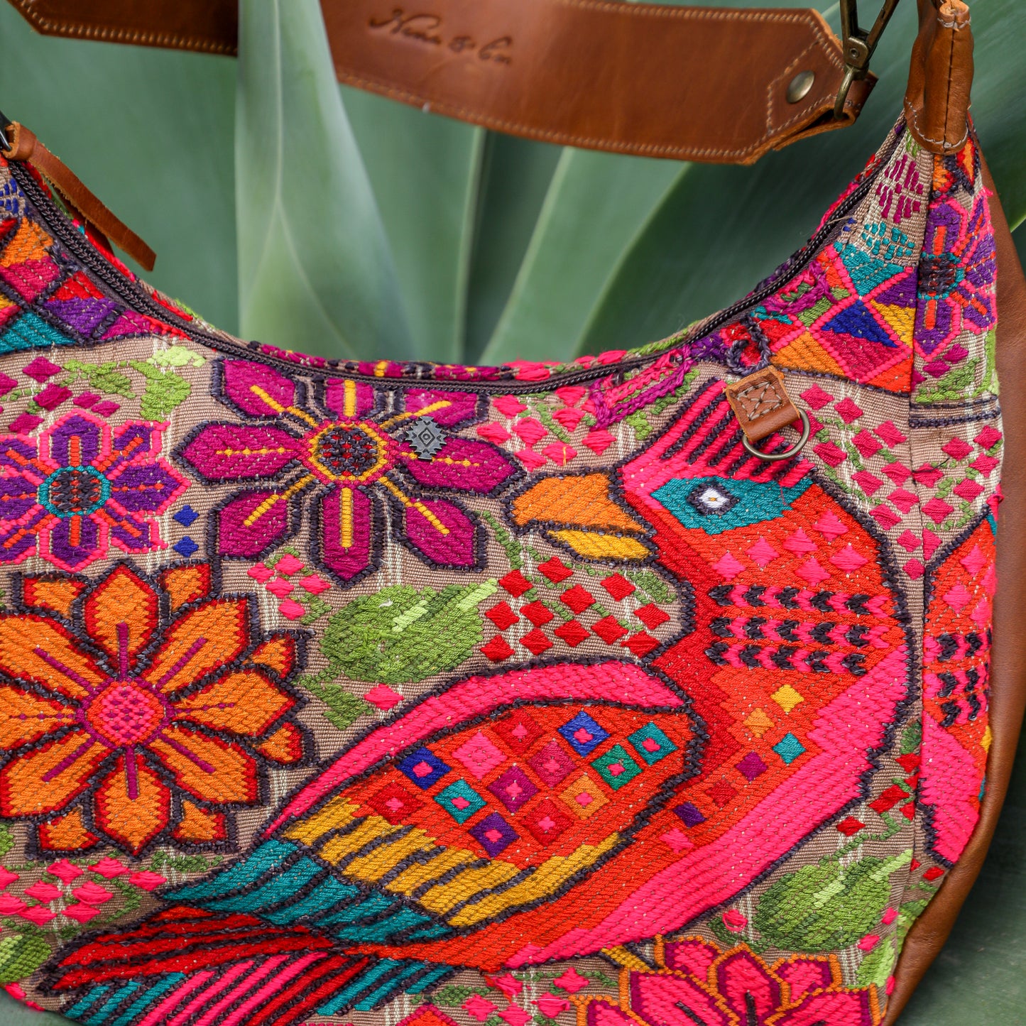 BOHO SADDLE BAG - OOAK HUIPIL - CAFE - NO. 19395