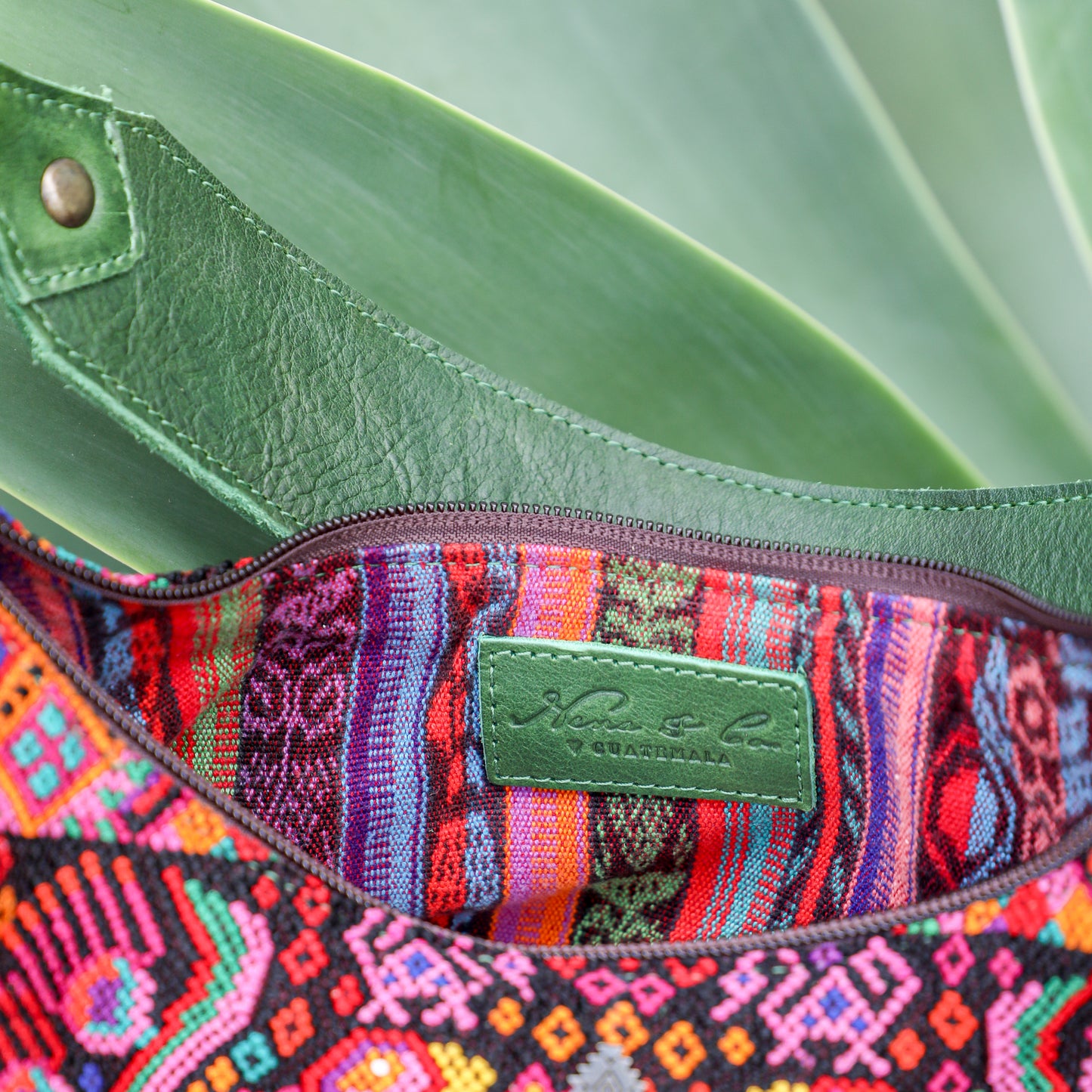 BOHO SADDLE BAG - OOAK HUIPIL - EMERALD - NO. 19408