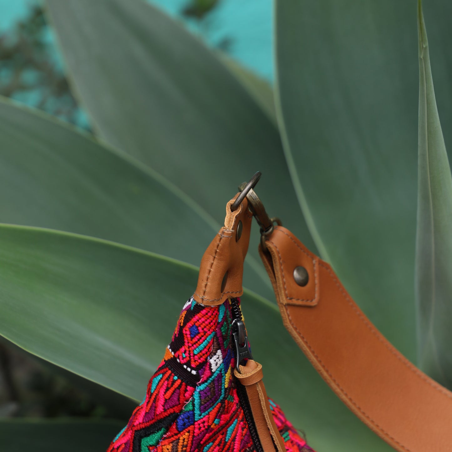 BOHO SADDLE BAG - OOAK HUIPIL - BRANDY - NO. 19414