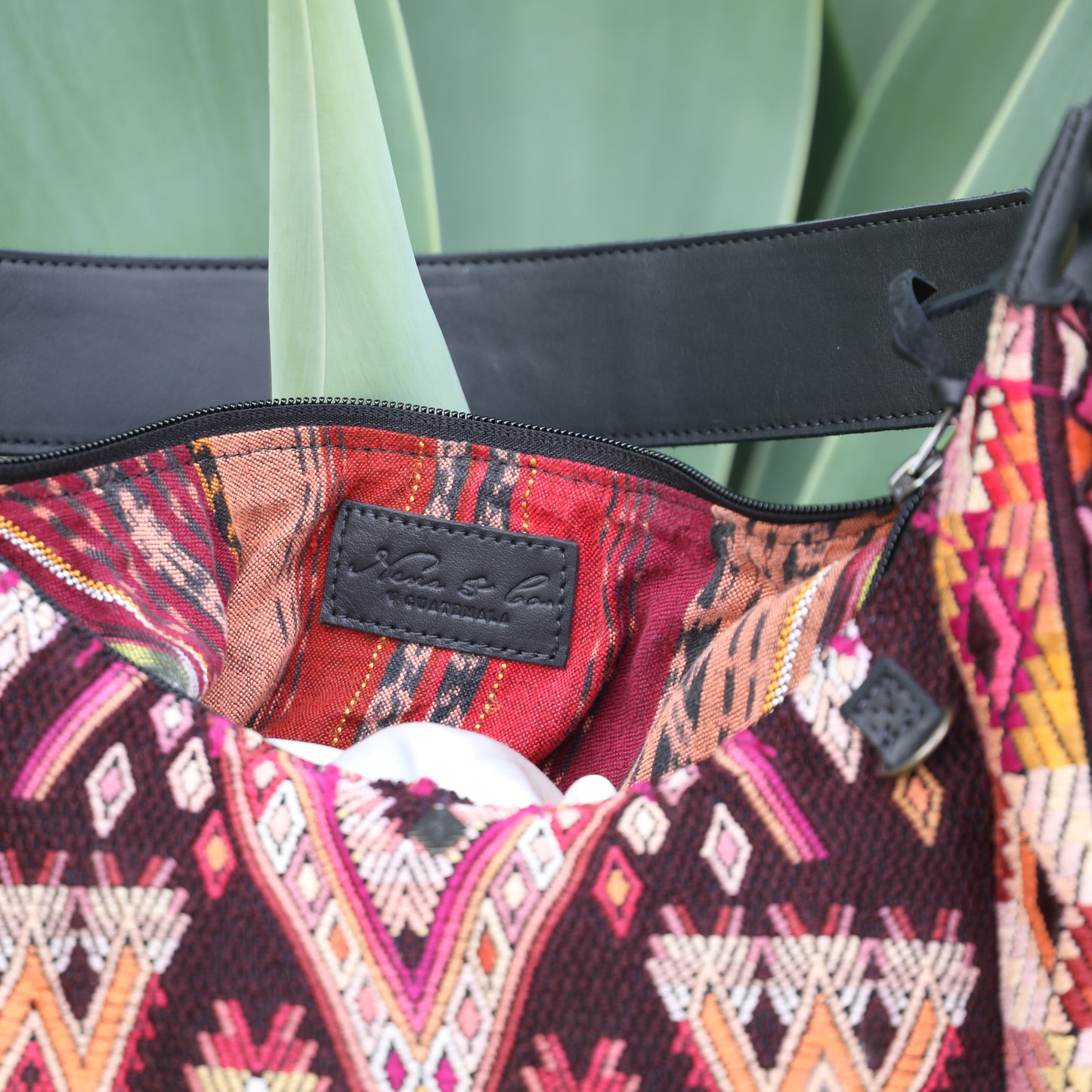 BOHO SADDLE BAG - OOAK HUIPIL - BLACK - NO. 19400