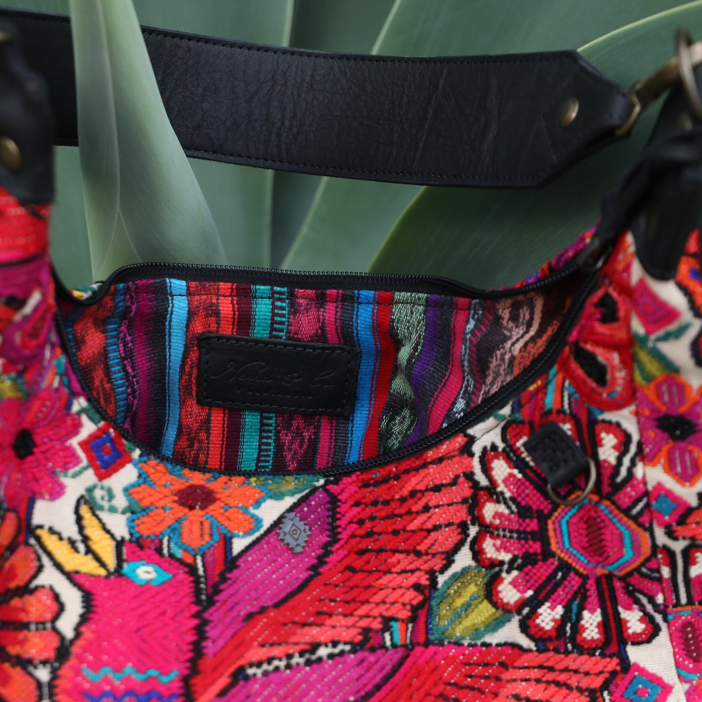 BOHO SADDLE BAG - OOAK HUIPIL - BLACK - NO. 19399