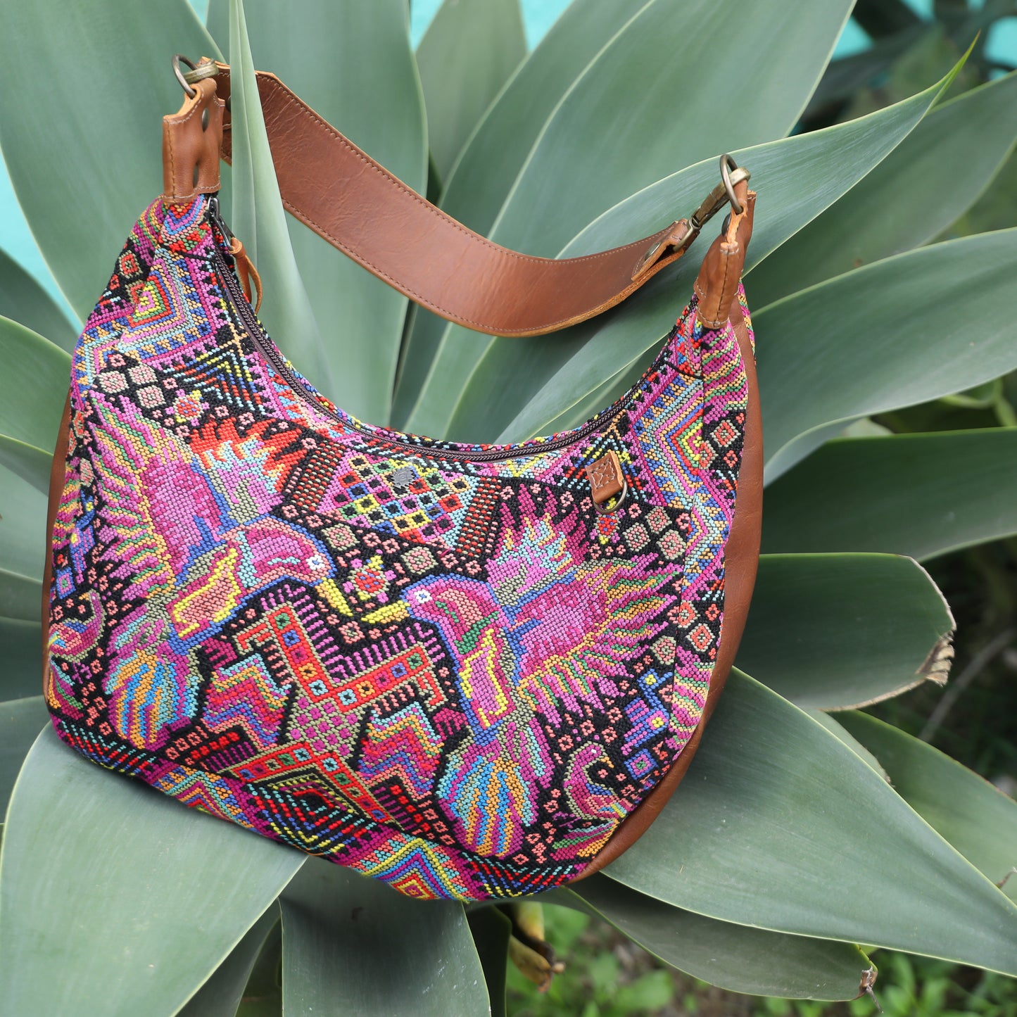 BOHO SADDLE BAG - OOAK HUIPIL - CAFE - NO. 19389