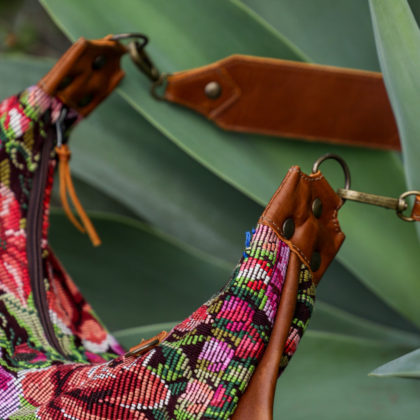 BOHO SADDLE BAG - OOAK HUIPIL - CAFE - NO. 19388