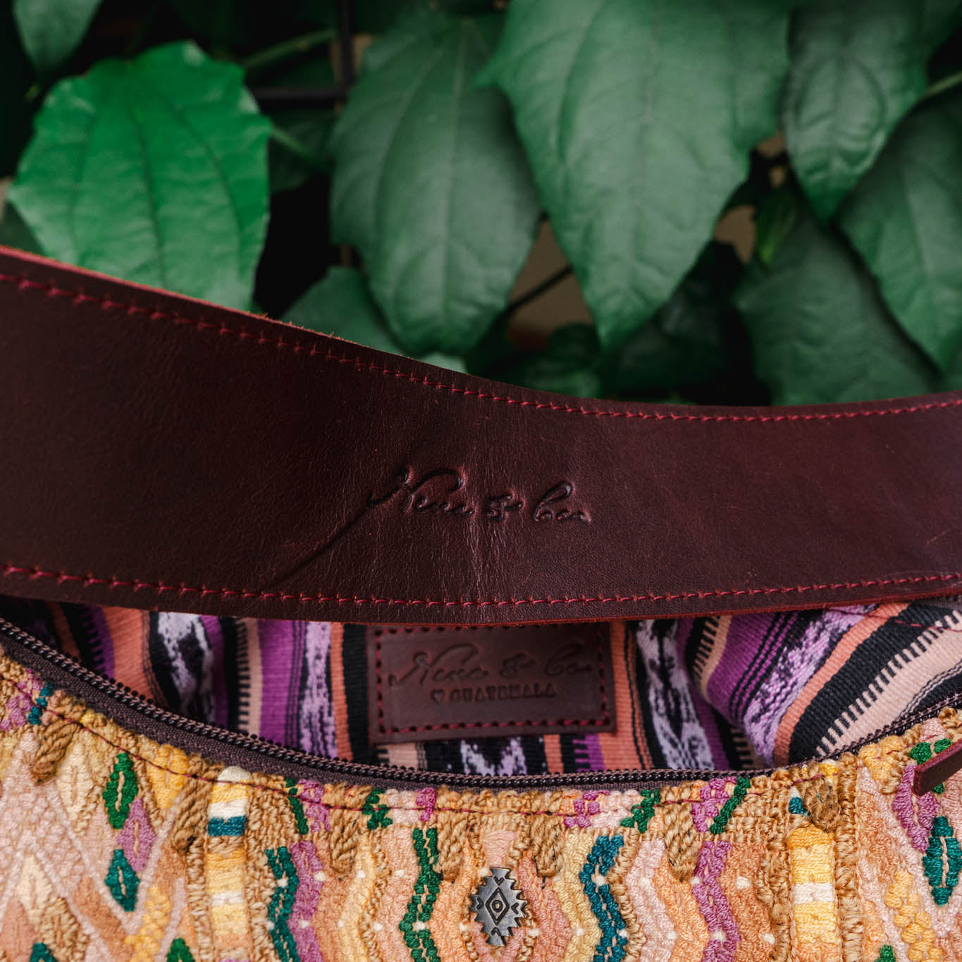 BOHO SADDLE BAG - OOAK HUIPIL - VINO TINTO - NO. 15933