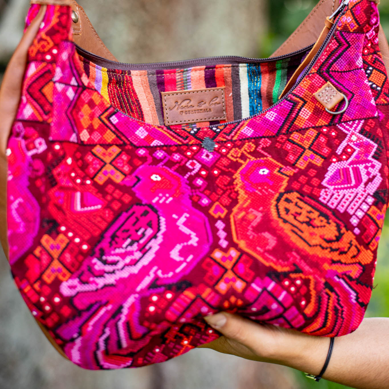 LARGE BOHO SADDLE BAG - OOAK HUIPIL - CAFE - NO. 16987