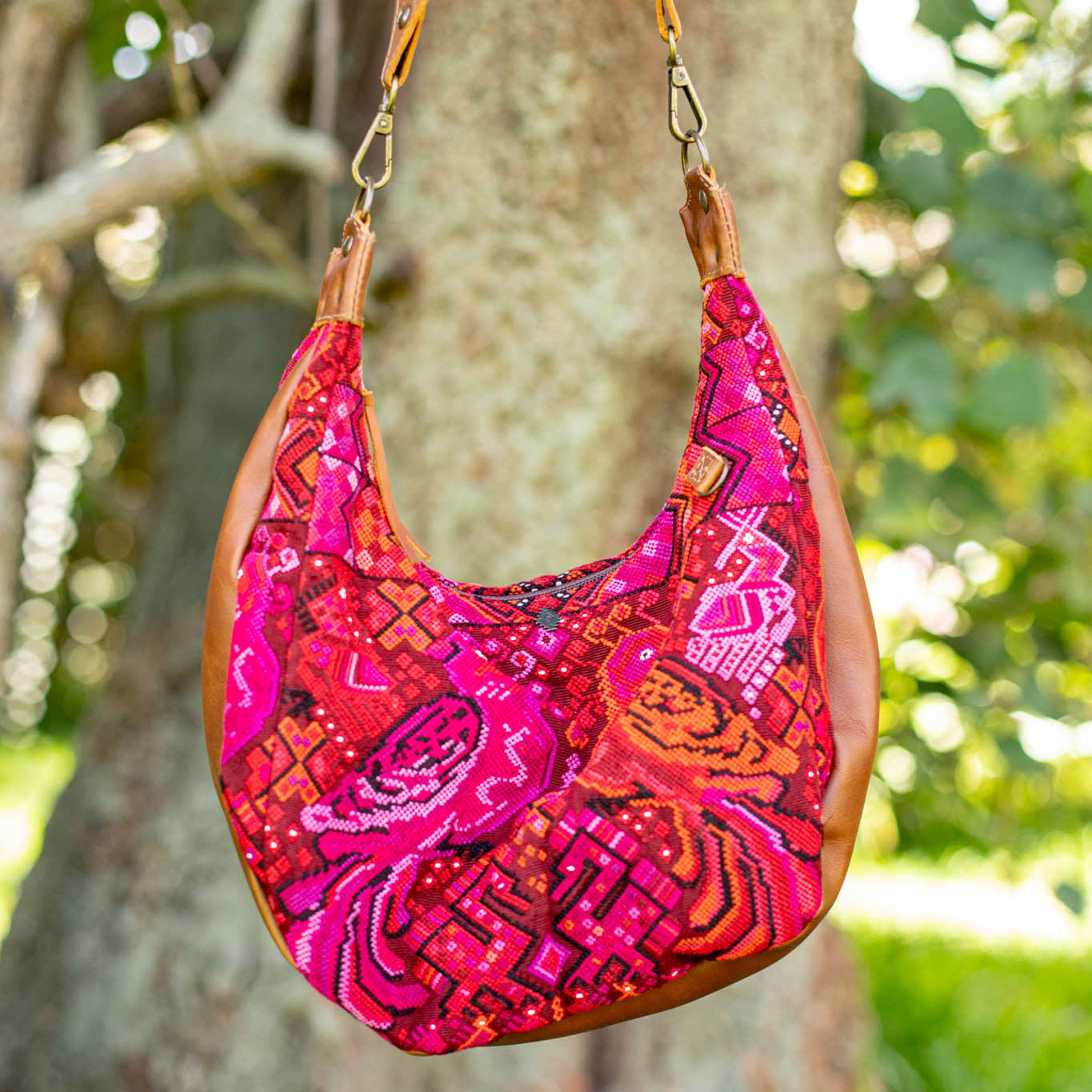LARGE BOHO SADDLE BAG - OOAK HUIPIL - CAFE - NO. 16987