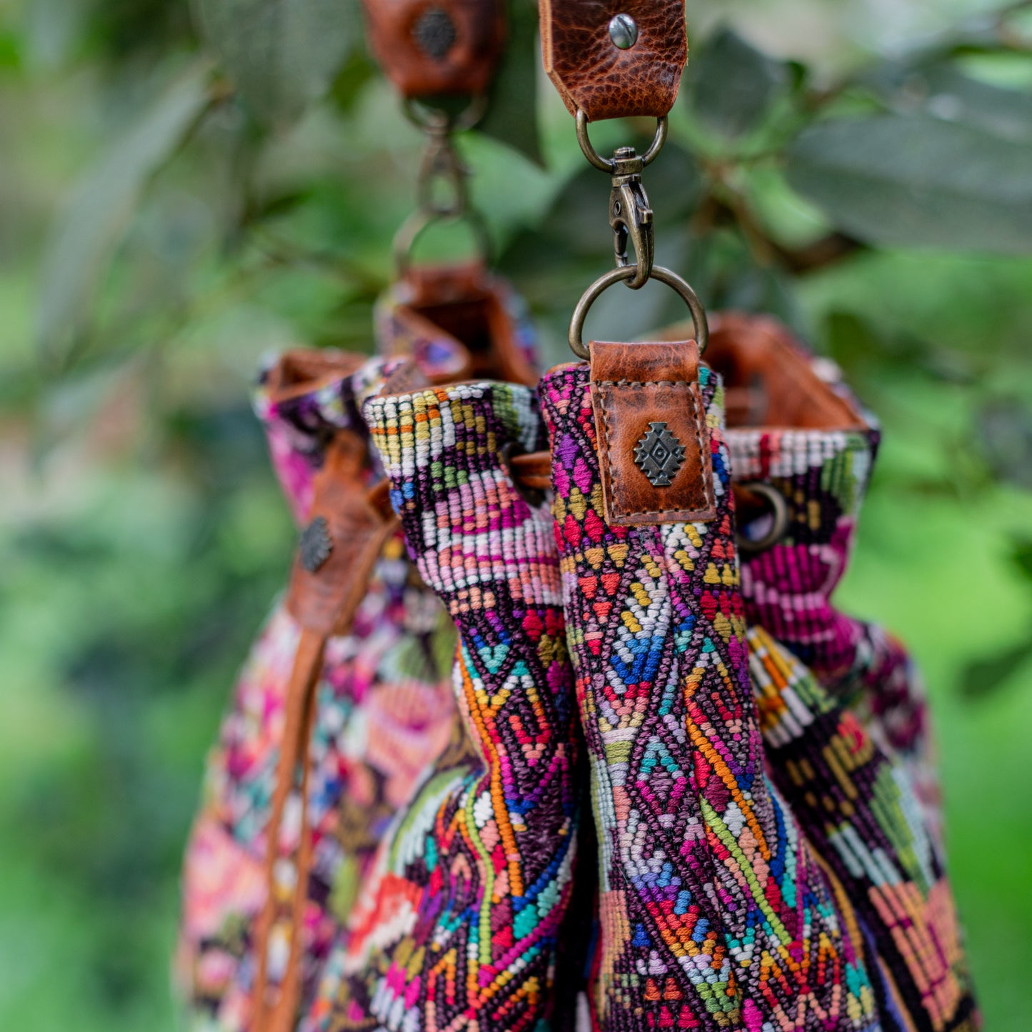 DRAWSTRING BUCKET BAG - OOAK HUIPIL - HONEY - NO. 17707