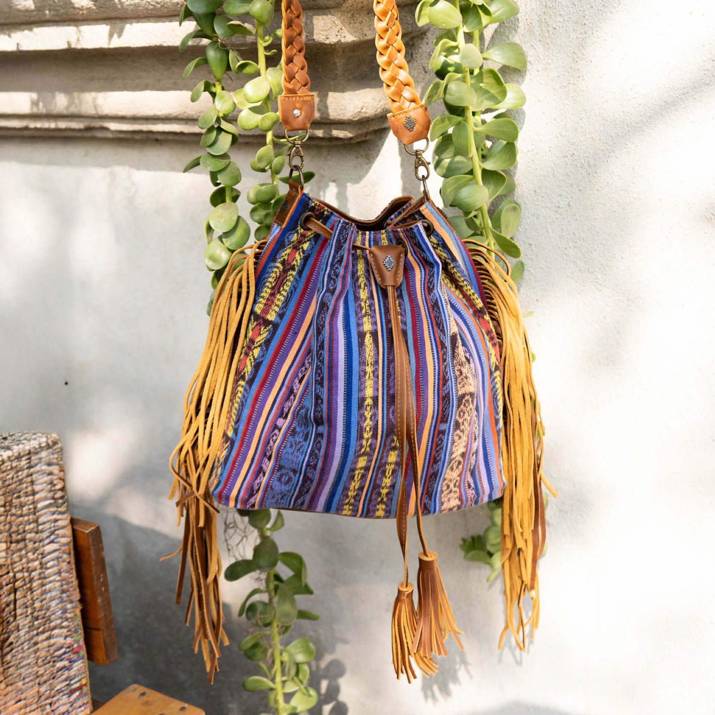 DRAWSTRING BUCKET BAG - BUTTERFLY CORTE - CAFE - NO. 15956