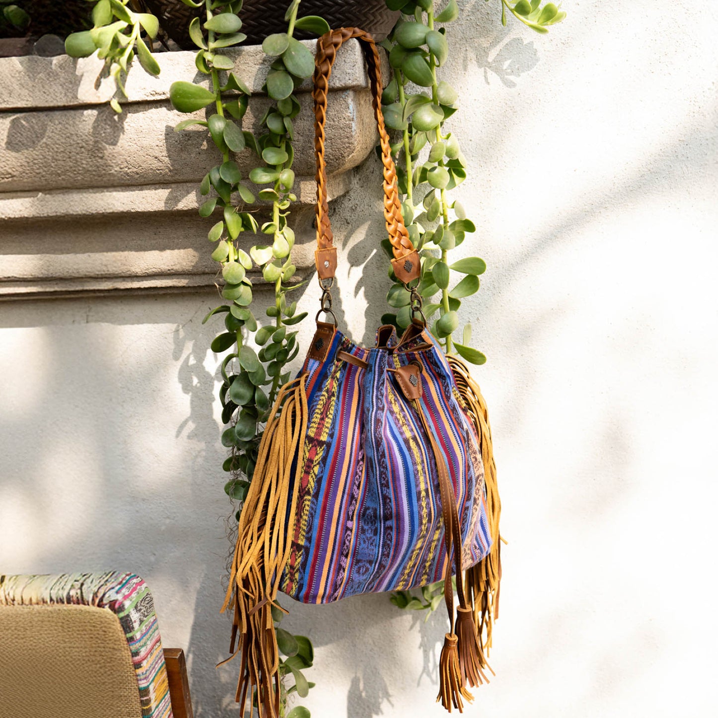 DRAWSTRING BUCKET BAG - BUTTERFLY CORTE - CAFE - NO. 15956
